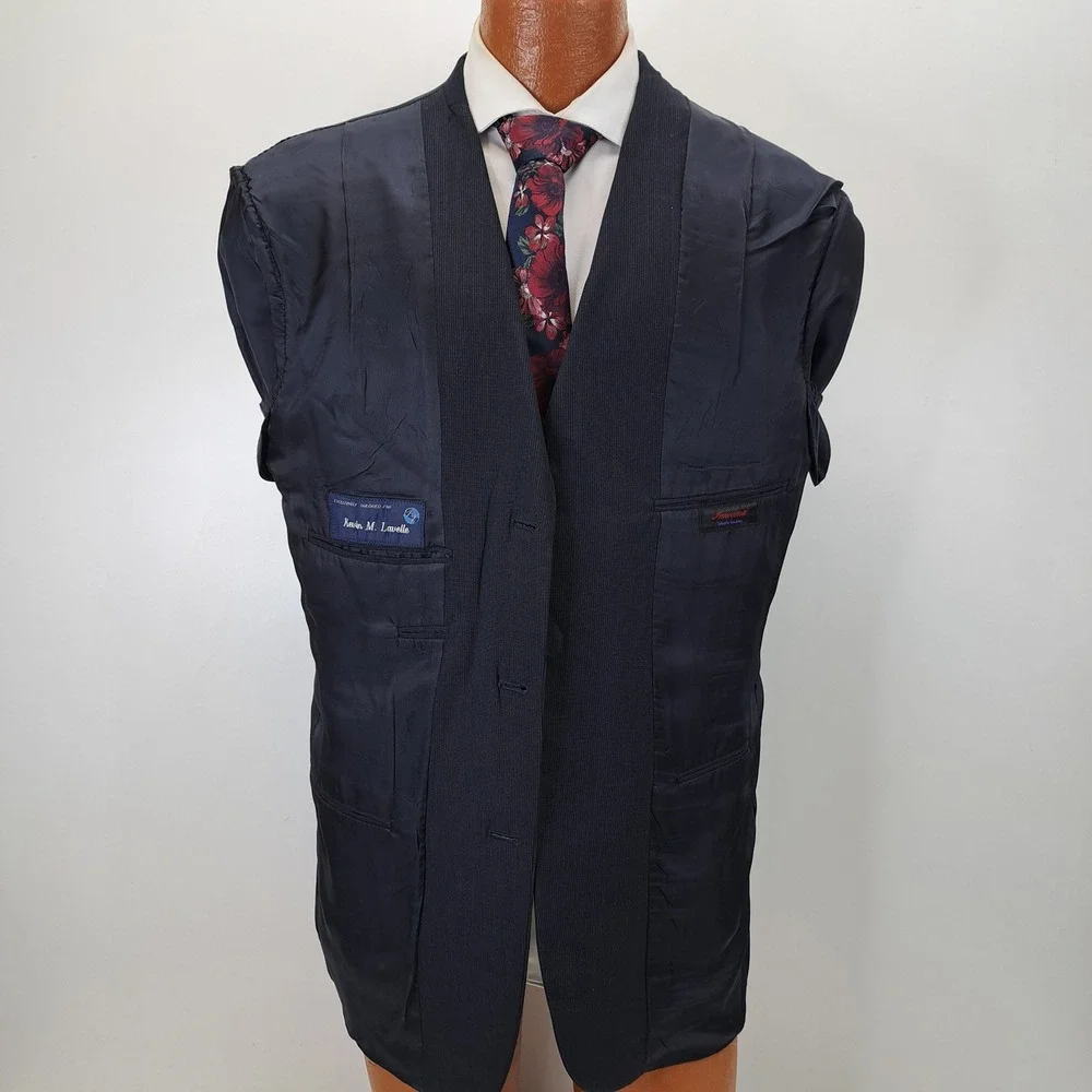 Innocenti Tailored for Tom James Blue Pinstripe 2 Piece Suit Set 42L Pants 34x31